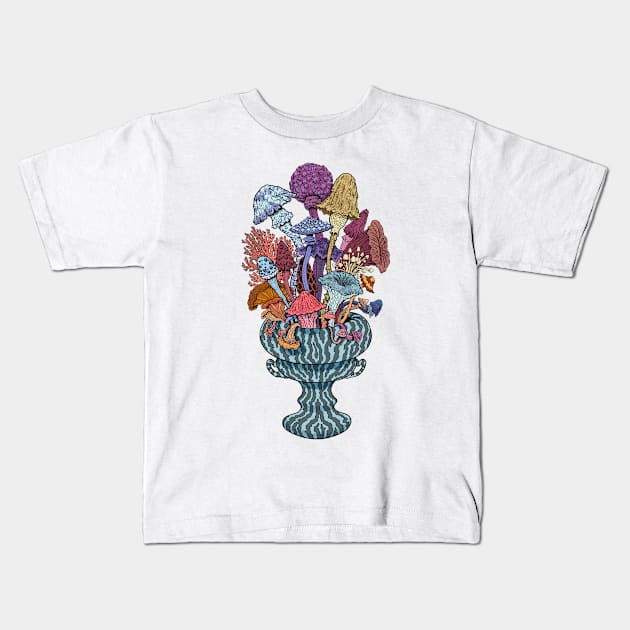 Mushroom Bouquet Kids T-Shirt by Dollars To Donuts